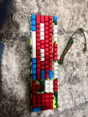 Colorful Camouflage Wired Mechanical Keyboard — Red, White, Blue, Green.